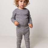 Bense, Uld Rib Bodystocking - Grey Melange