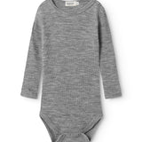 Bense, Uld Rib Bodystocking - Grey Melange