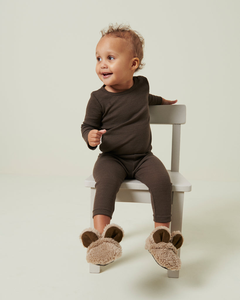 Leg, Uld Rib Leggings - Terre