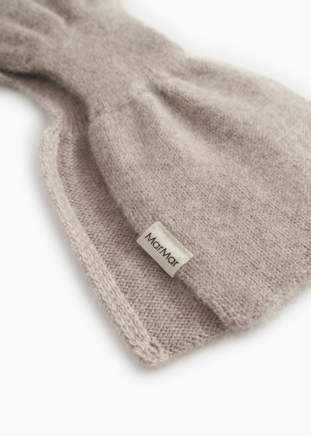 Baby-tørklæde i alpaca melange, beige meleret, MarMar-logo på stoflabel