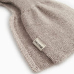 Baby-tørklæde i alpaca melange, beige meleret, MarMar-logo på stoflabel