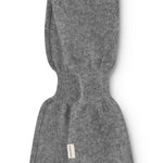 Gråmeleret cashmere-babytørklæde med mærke, vist foldet på midten