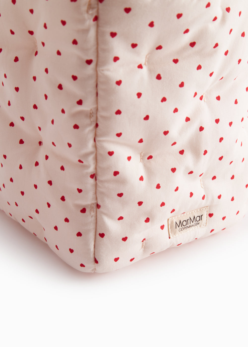 quiltede kurve med et sødt hjerte print, opbevaring til puslegrejet