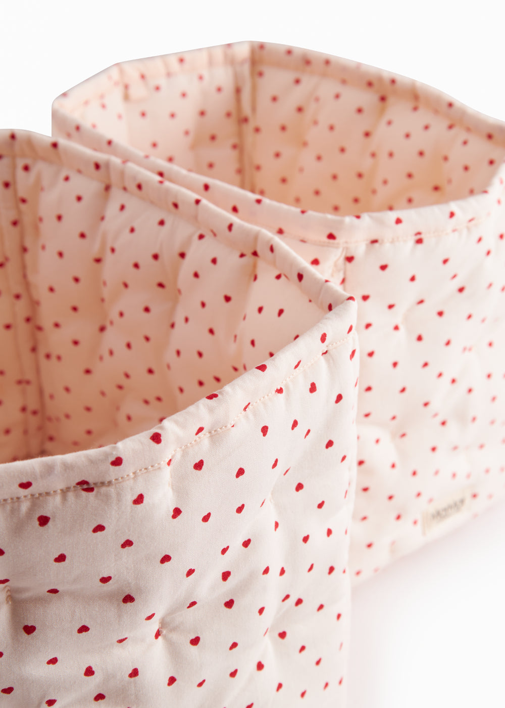 quiltede kurve med et sødt hjerte print, opbevaring til puslegrejet