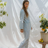 Pajama Set W, Pyjamassæt - Blue Stone Stripe