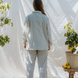 Pajama Set W, Pyjamassæt - Blue Stone Stripe