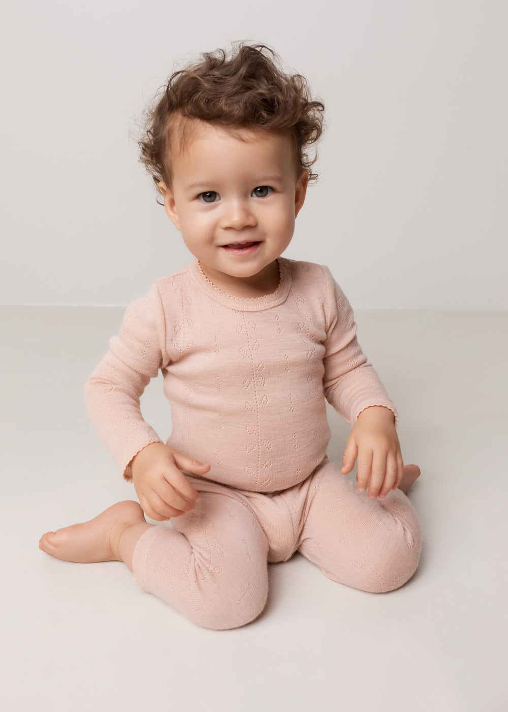 Benedikte, Uld Pointelle Bodystocking - Burnt Rose