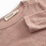 Benedikte, Uld Pointelle Bodystocking - Burnt Rose