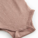 Benedikte, Uld Pointelle Bodystocking - Burnt Rose