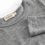 Tamra, Uld Pointelle T-shirt - Grey Melange