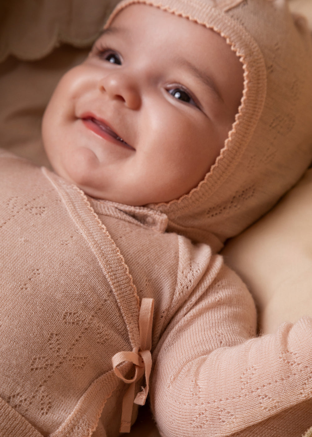 Hoody, Uld Pointelle Hue - Burnt Rose