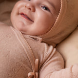 Hoody, Uld Pointelle Hue - Burnt Rose