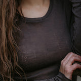 Tamra W, Uld Pointelle T-shirt - Terre