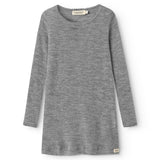 Night Dress, Uld Pointelle Nattøj - Grey Melange