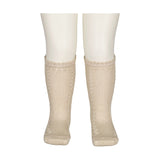 Knee Socks Pointelle, Strømper - Warm Pearl
