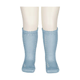 Knee Socks Pointelle, Strømper - Sky Blue