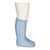 Knee Socks Pointelle, Strømper - Sky Blue