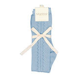 Knee Socks Pointelle, Strømper - Sky Blue