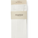 Ribstrikkede strømpebukser til små børn i cremefarvet bomuld