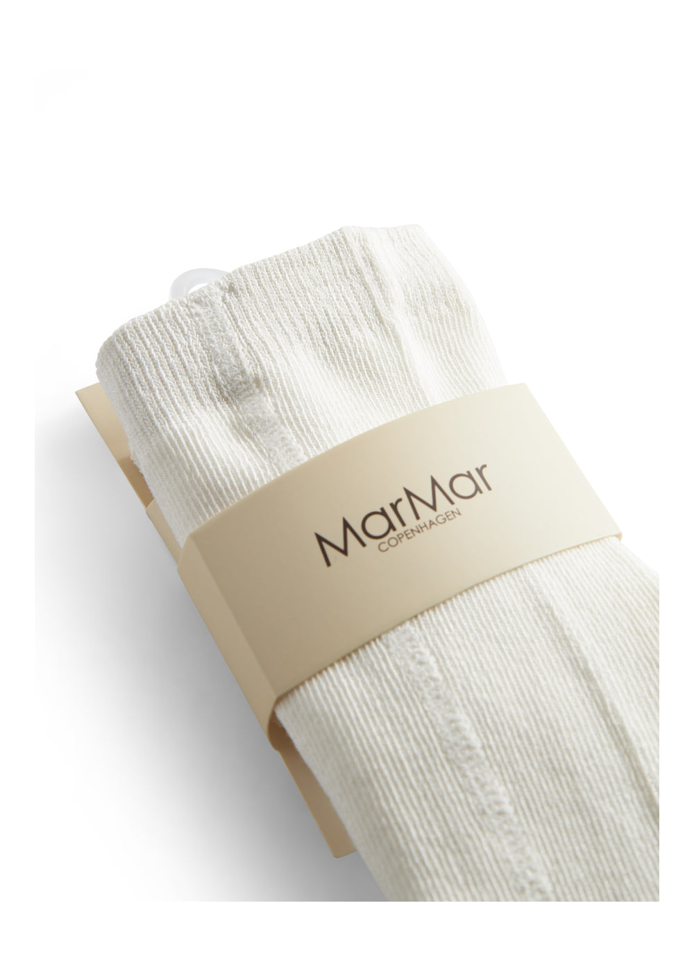 Ribstrikkede strømpebukser til små børn i cremefarvet bomuld