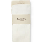 Ribstrikkede strømpebukser i cremefarvet bomuld til børn