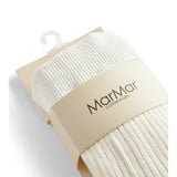 Ribstrikkede strømpebukser i cremefarvet bomuld til børn