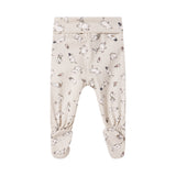 Babybukser med fødder i lyst stof med Moomin-print