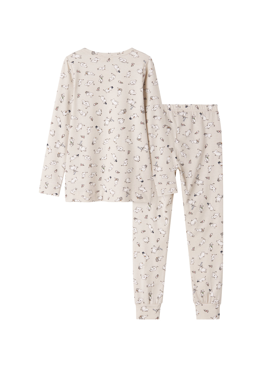 Langærmet pyjamas nattøj til børn med Moomin-print i lyse farver