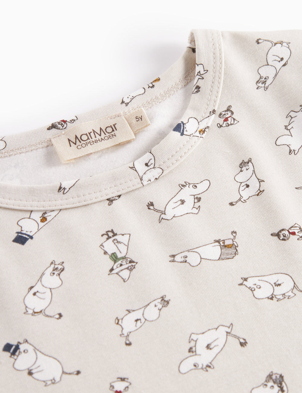 Langærmet pyjamas nattøj til børn med Moomin-print i lyse farver