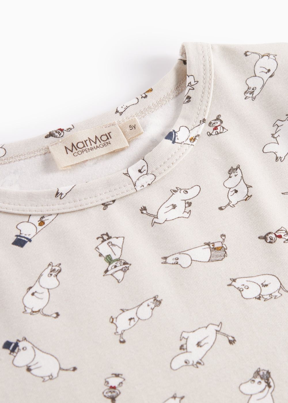 Langærmet pyjamas nattøj til børn med Moomin-print i lyse farver