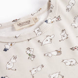 Langærmet pyjamas nattøj til børn med Moomin-print i lyse farver