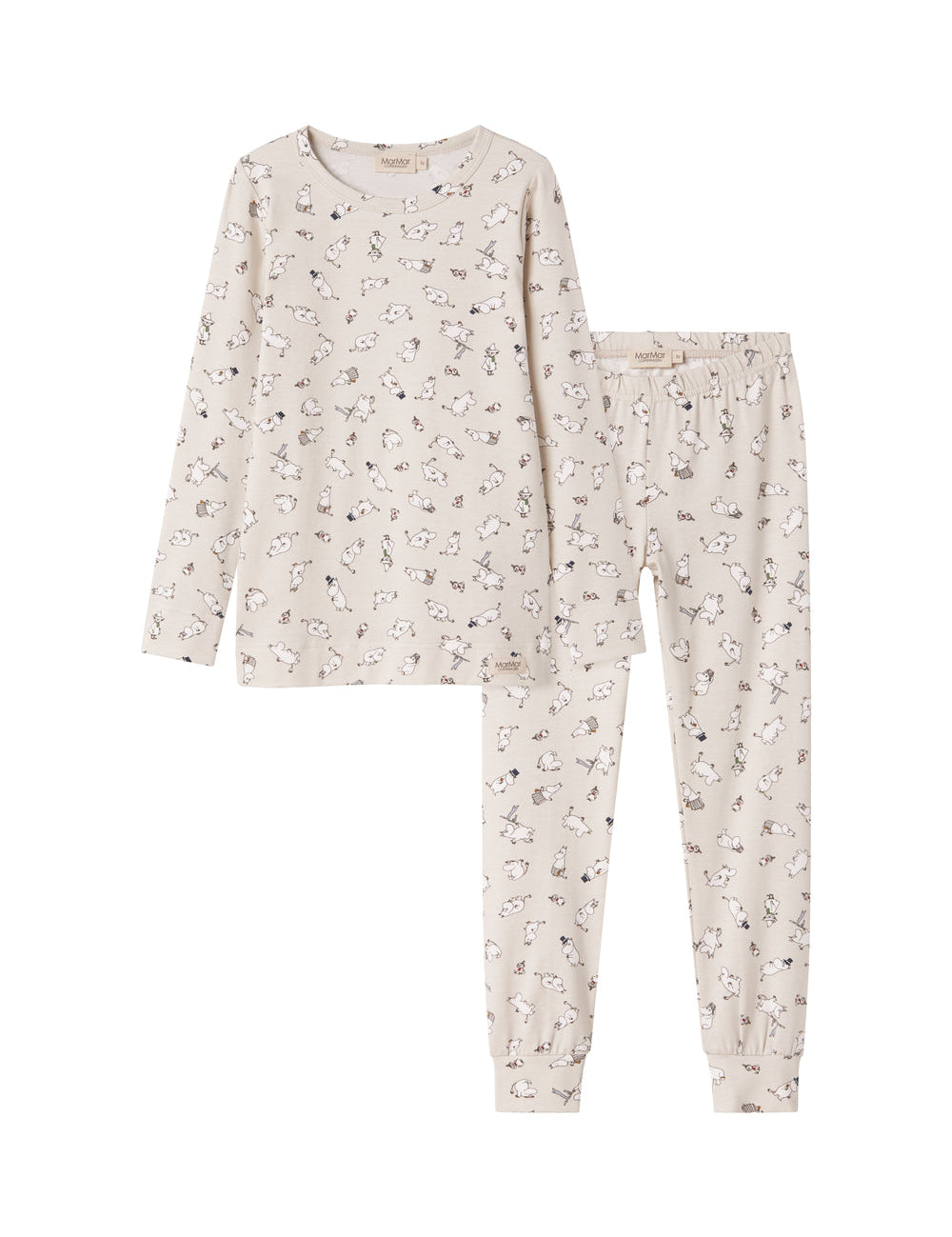 Langærmet pyjamas nattøj til børn med Moomin-print i lyse farver