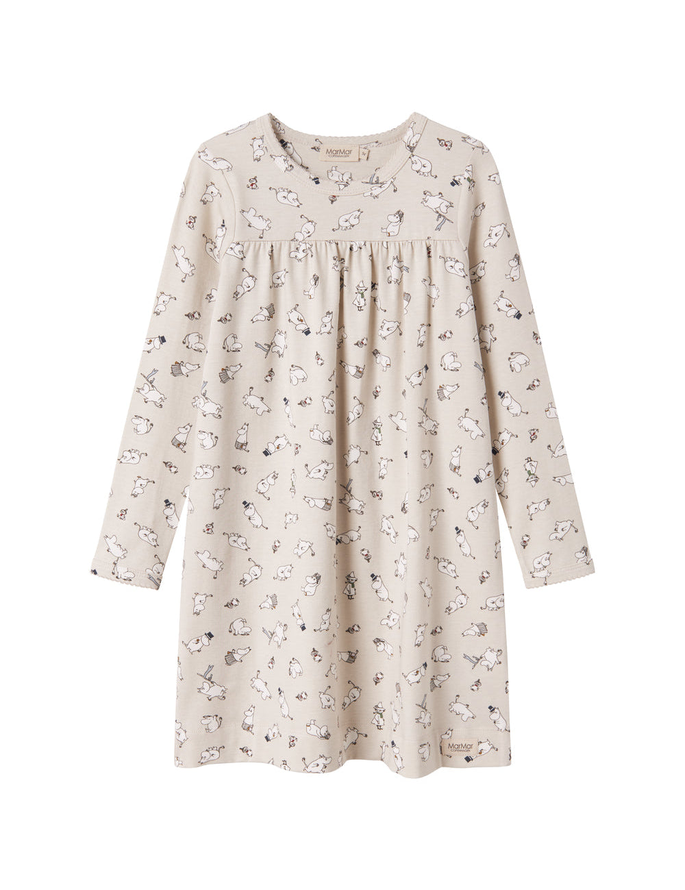 Langærmet natkjole til børn med Moomin-print i lyse farver