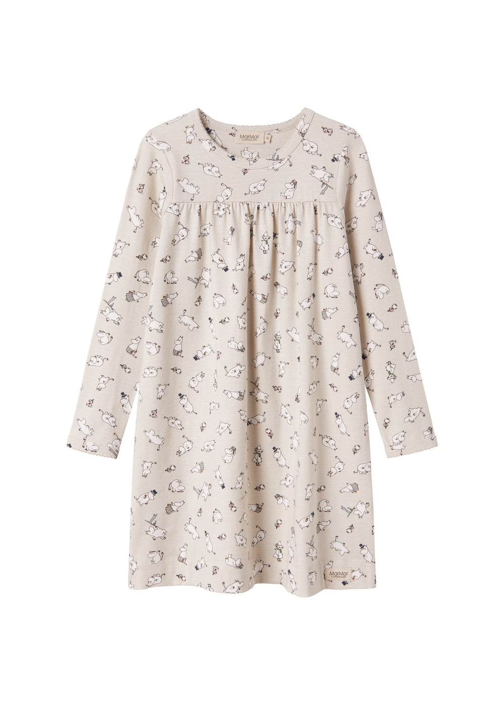 Langærmet natkjole til børn med Moomin-print i lyse farver