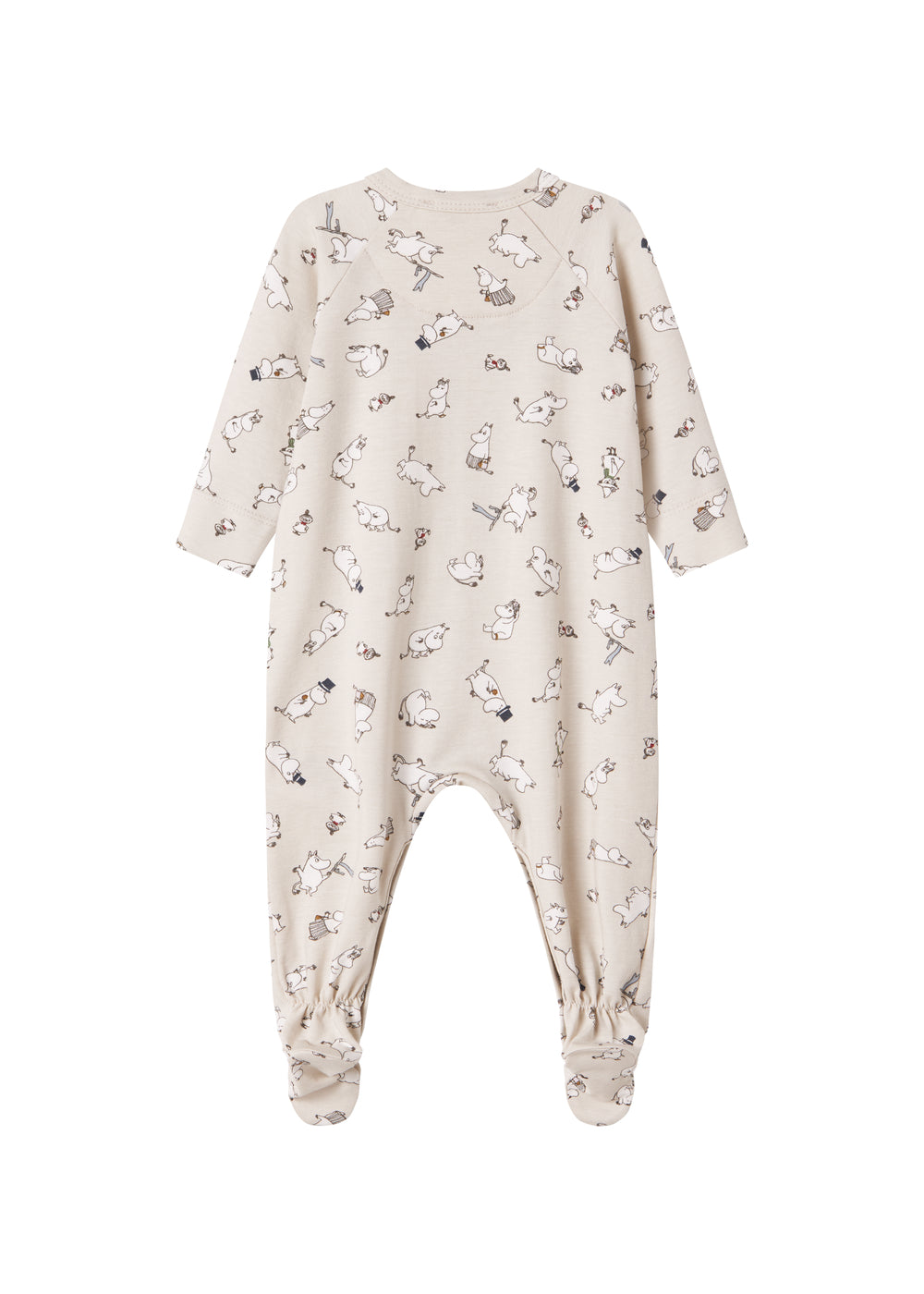Heldragt til baby med lange ærmer, trykknapper, futter og Moomin-tryk i lyse farver