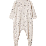 Heldragt til baby med lange ærmer, trykknapper, futter og Moomin-tryk i lyse farver