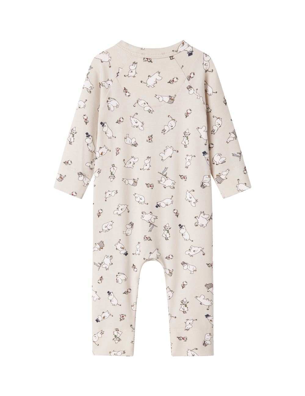 Heldragt til baby med lange ærmer, trykknapper og Moomin-tryk i lyse farver
