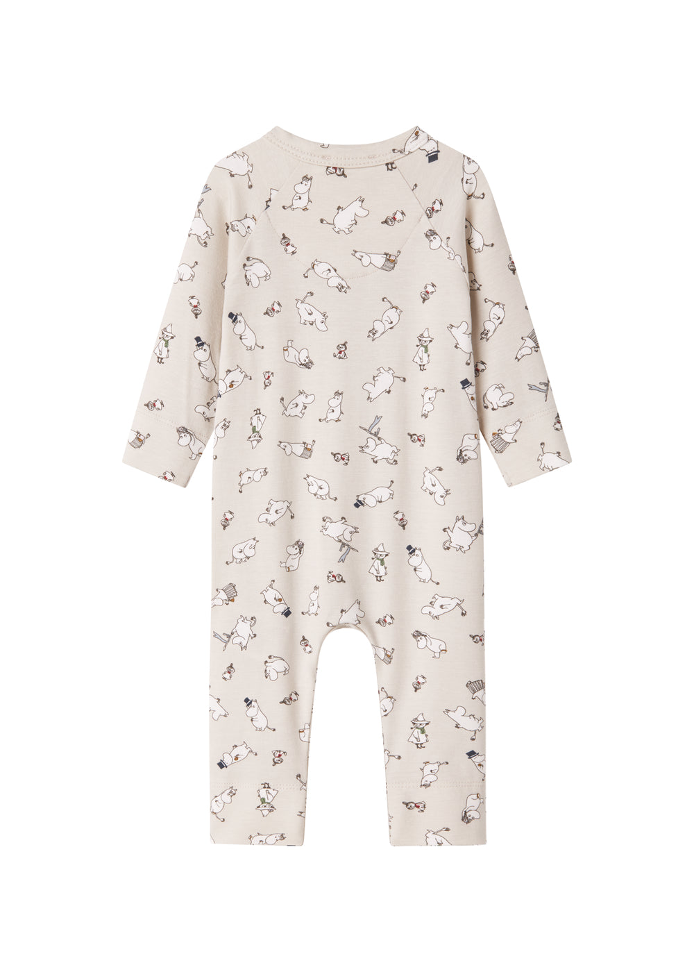 Heldragt til baby med lange ærmer, trykknapper og Moomin-tryk i lyse farver