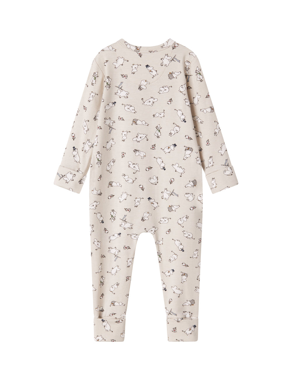 Heldragt til baby med lange ærmer og Moomin-tryk i lyse farver