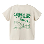 Råhvid T-shirt med grønt Moomin print til baby
