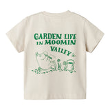 Råhvid T-shirt med grønt Moomin print til baby