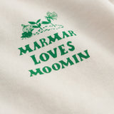 Råhvid T-shirt med grønt Moomin print til baby