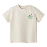 Råhvid T-shirt med grønt Moomin print til baby