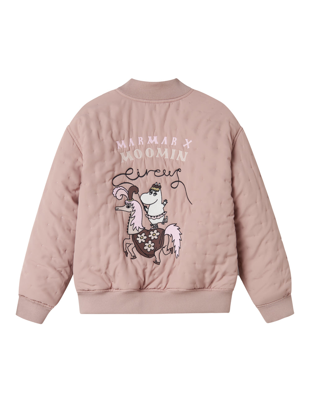 Lyserød quiltet jakke til barn med Moomin print