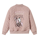 Lyserød quiltet jakke til barn med Moomin print