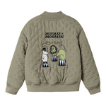 Grøn quiltet jakke til barn med Moomin print