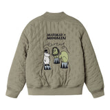 Grøn quiltet jakke til barn med Moomin print