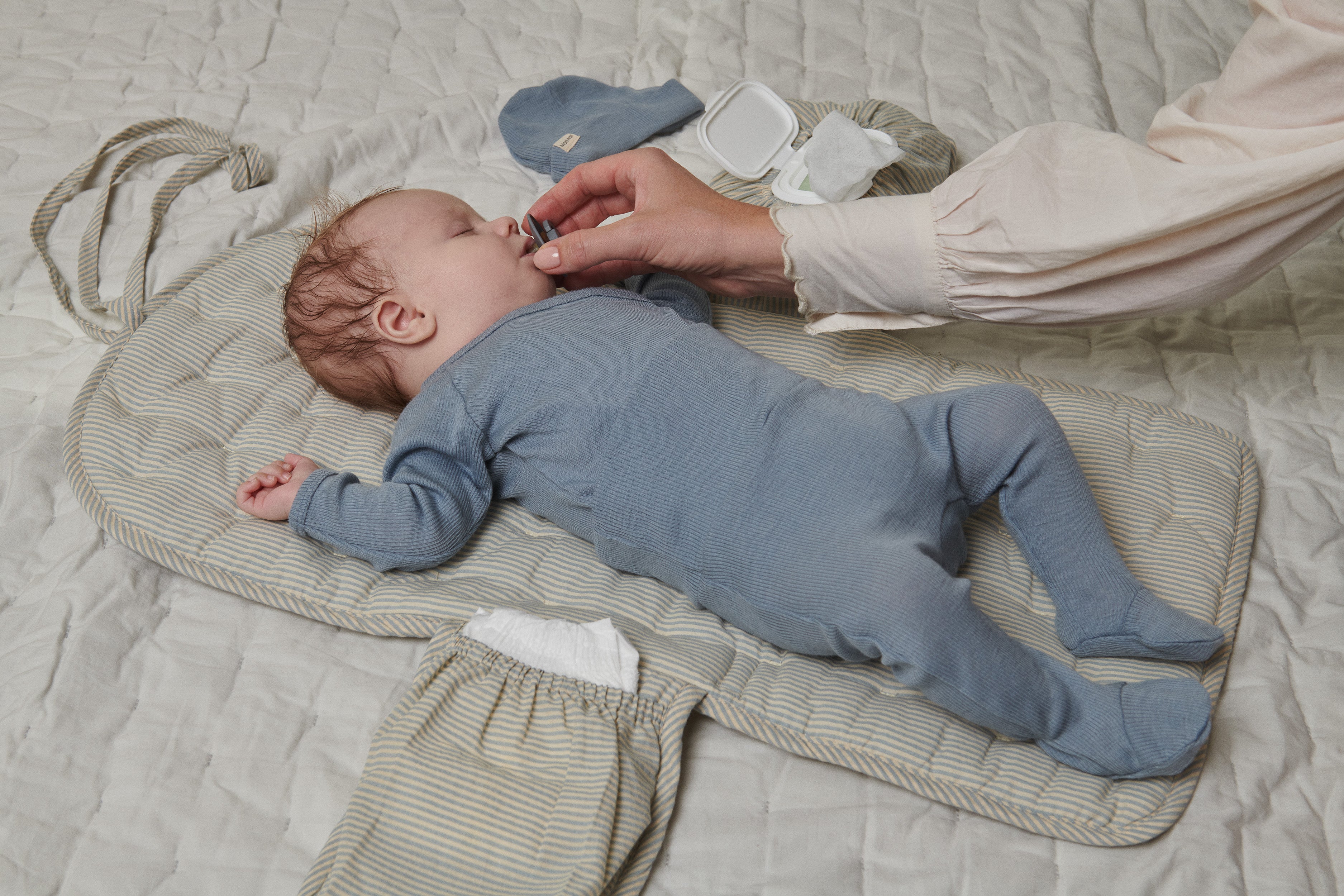 Belita, Uld Rib Bodystocking - Monsoon Blue