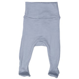 Blå uldbukser med fødder til nyfødte og babyer