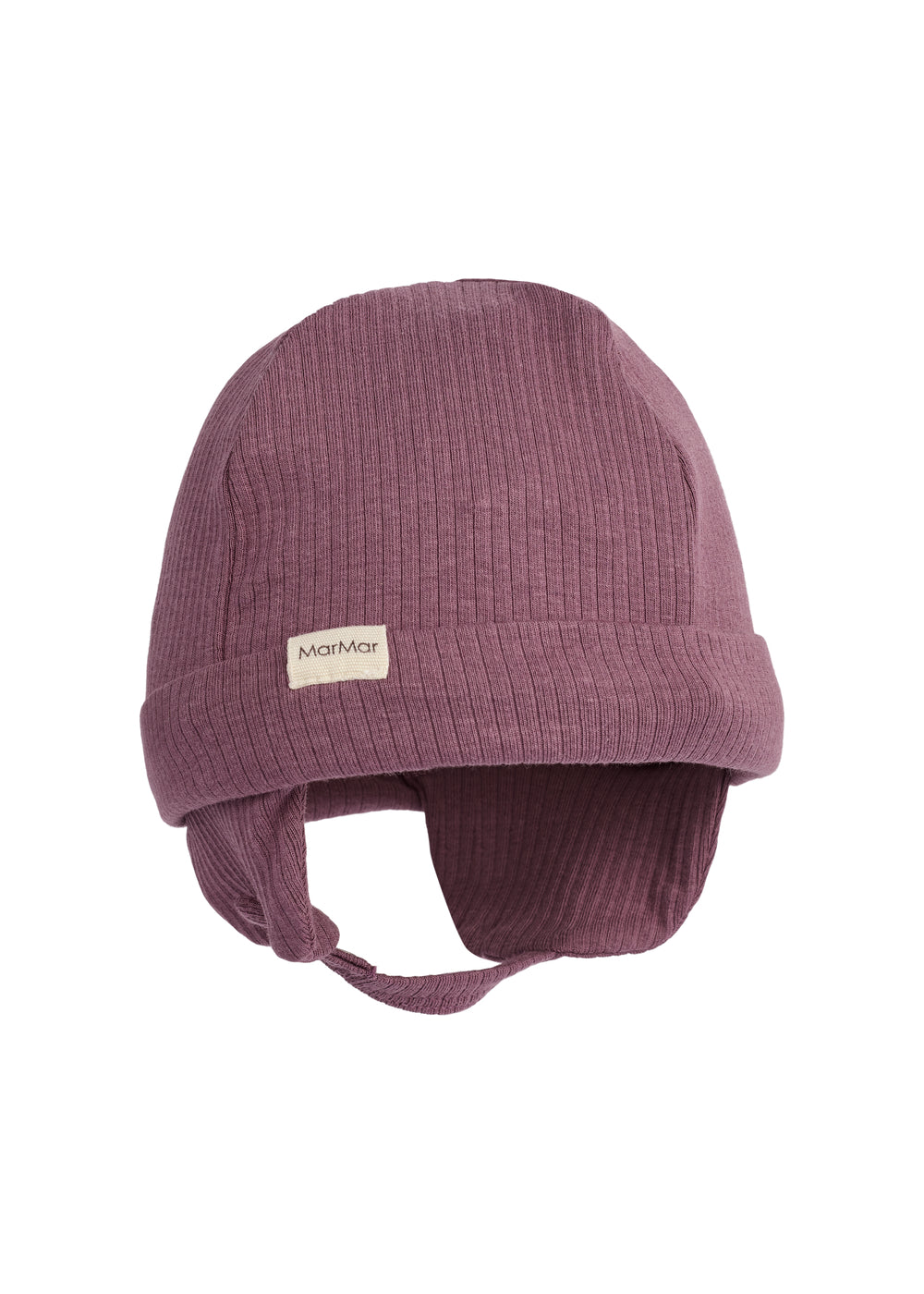 Ribbet rosa hue med ørebeskyttelse og hagerem til baby